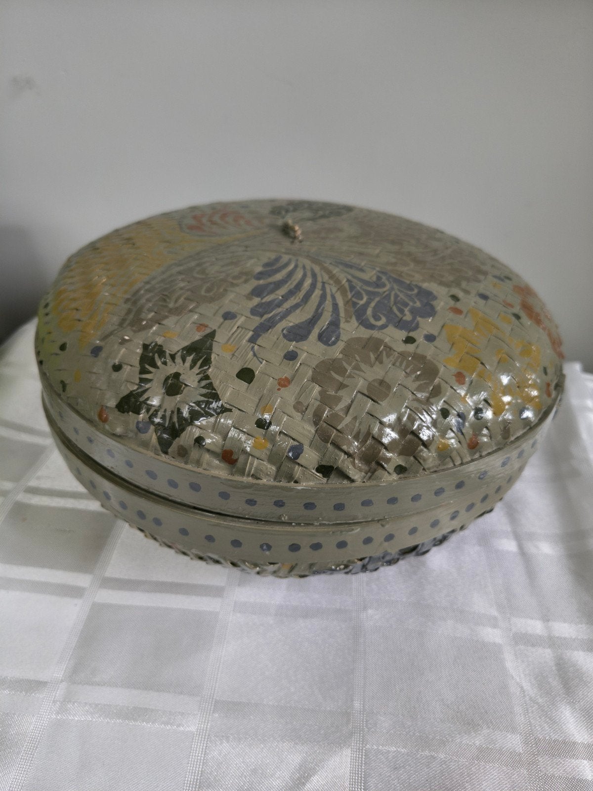 Grote Marokkaanse Mand - Handbeschilderd - Ø 30 cm, Huis en Inrichting, Ophalen of Verzenden