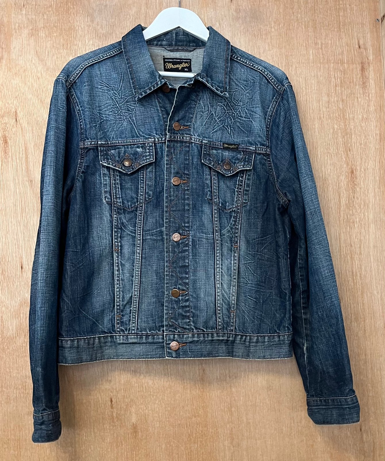 Wrangler Contemp western spijkerjack jas blauw - Maat XL, Ophalen of Verzenden, Zo goed als nieuw, Maat 46/48 (XL) of groter, Blauw