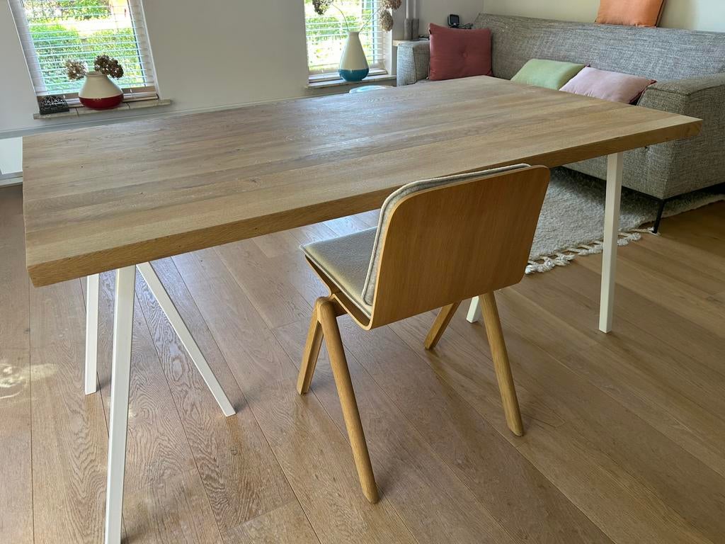 Hay loop stand met massief eiken blad 160x90x4, Ophalen, Gebruikt, 50 tot 100 cm, Vijf personen of meer