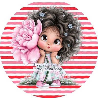 lf898 ouwel meisje bloem 20x4,7cm eetbare cupcake rondjes, Ophalen of Verzenden, Nieuw, Cupcakes, Versiering