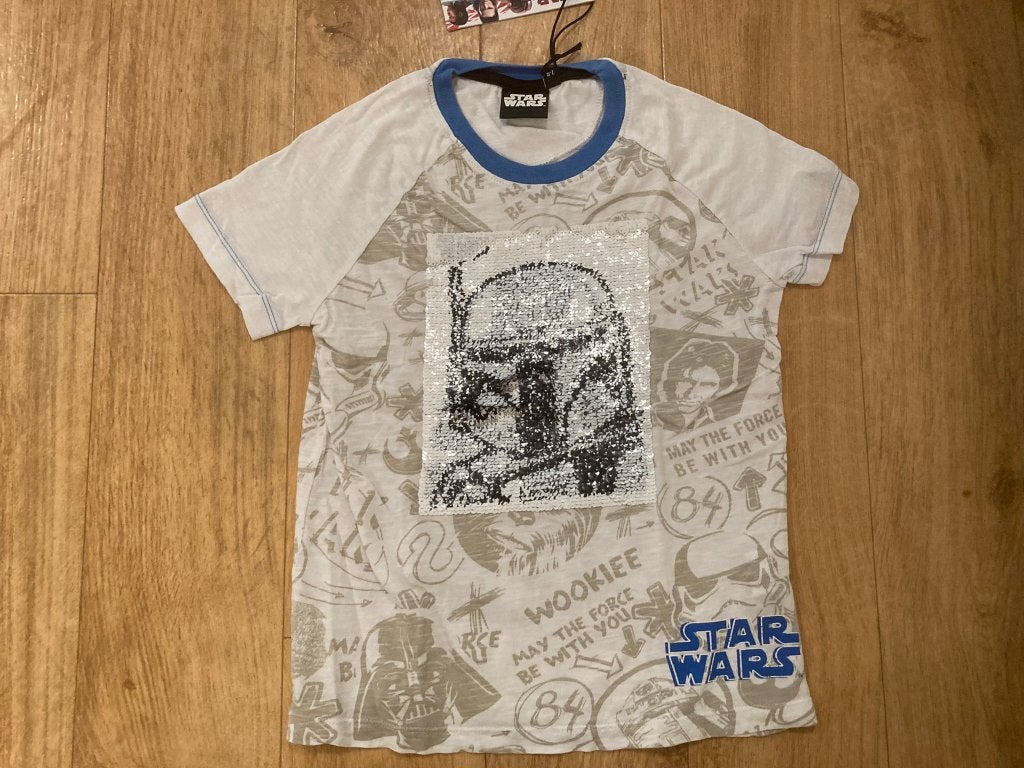 Desigual star wars shirt lovertjes wit blauw grijs 122-128!, Kinderen en Baby's, Kinderkleding | Maat 122, Desigual, Jongen of Meisje