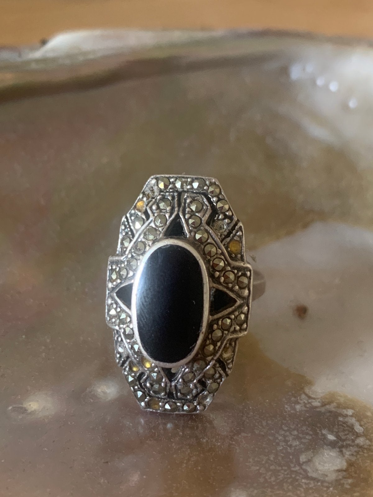 Mooie zilveren ring in Art deco stijl, Ophalen of Verzenden, Zilver, Ring