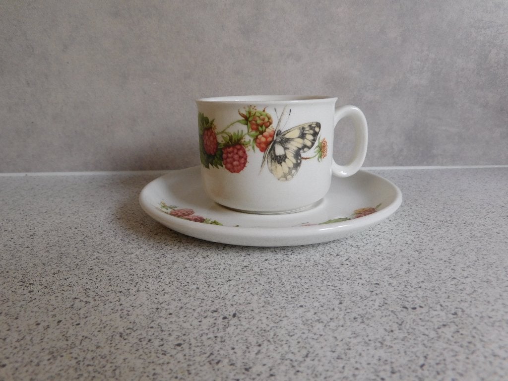 Wedgwood Marjolein Bastin Bosvruchten Kop en Schotel, Landelijk/Boerenbont, Ophalen of Verzenden, Zo goed als nieuw, Kop(pen) en/of Schotel(s)