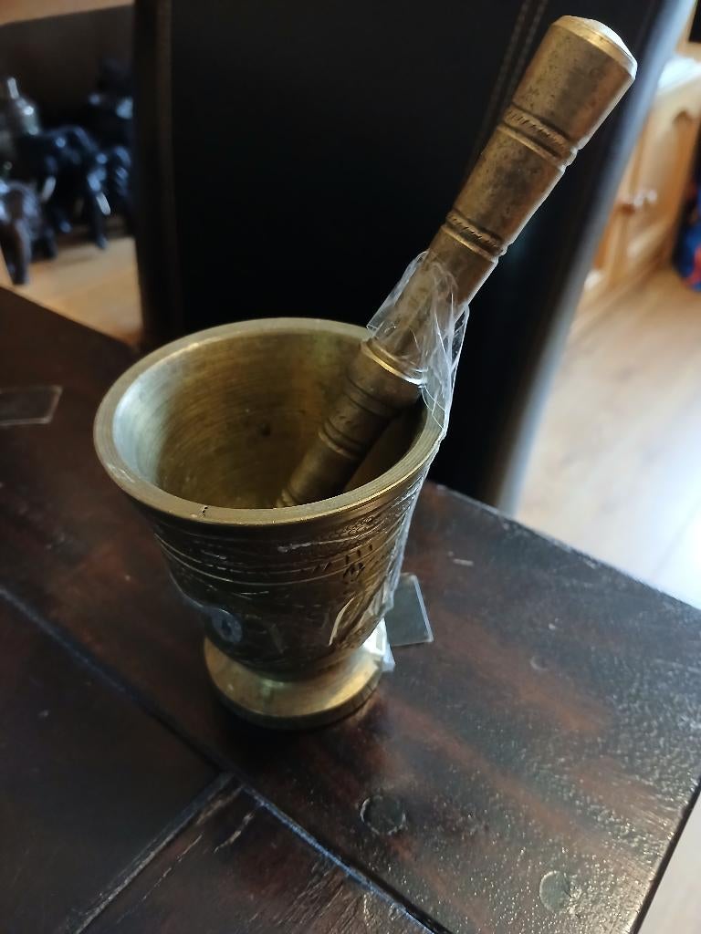 Zwaar Koperen vijzel met stamper, Ophalen of Verzenden, Koper