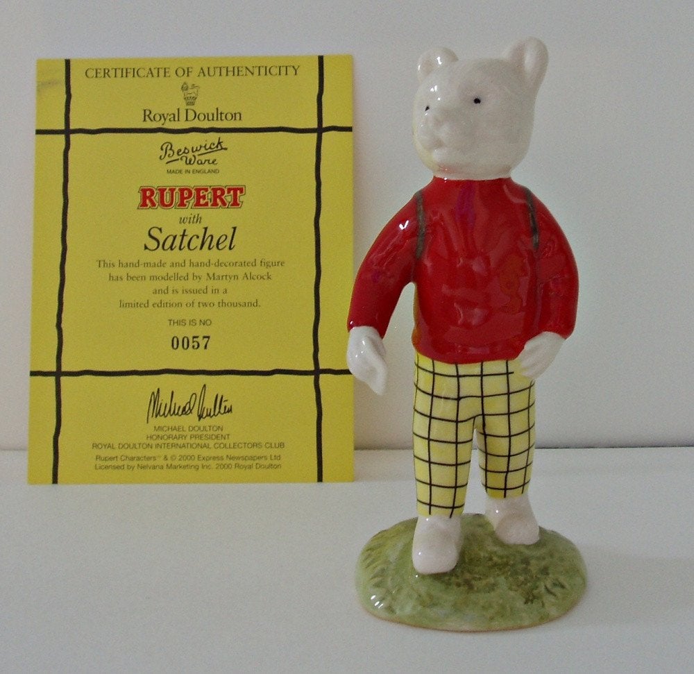 Rupert Bear Satchel - Bruintje Beer - Royal Doulton Beswick, Verzenden, Zo goed als nieuw, Dier