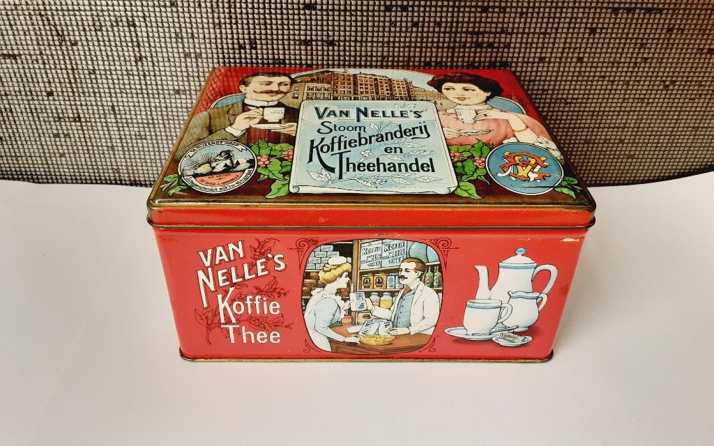 van nelle""S stoom koffiebranderij en theehandel blik, Verzamelen, Blikken, Ophalen of Verzenden, Gebruikt, Koffie, Van Nelle