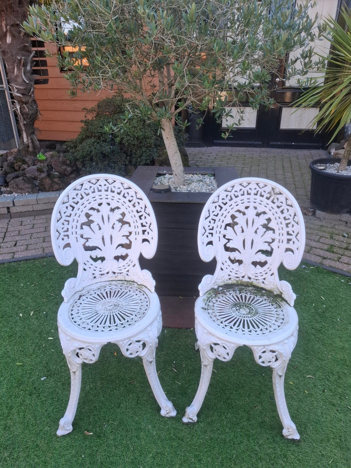 Tuinstoelen: 2x blauw, 2x wit (per 2 beschikbaar), Ophalen, Gebruikt, Metaal