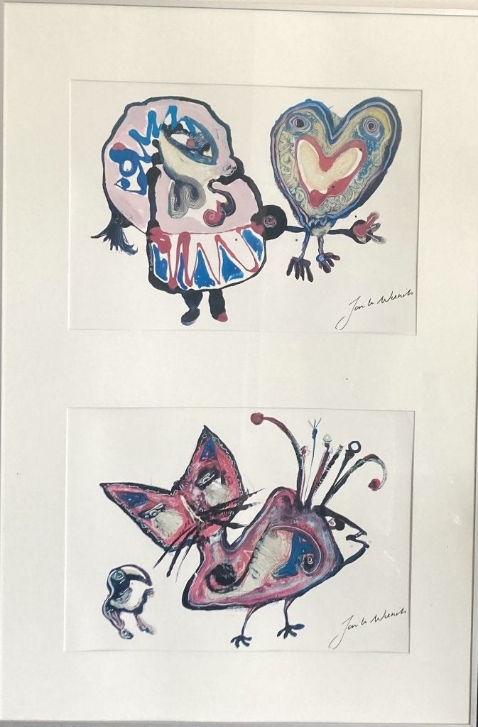 Twee ingelijste, gesigneerde werken  te Wierik, Gesigneerd, Ophalen of Verzenden, Personages en Fantasiefiguren, Zeefdruk