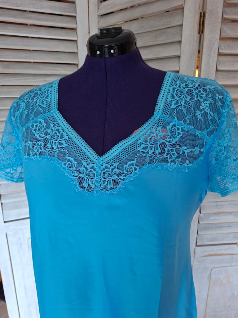 Prachtig nachthemd satijn Lingadore, mt 48 nieuw, Lingadore, Verzenden, Blauw, Nachtkleding