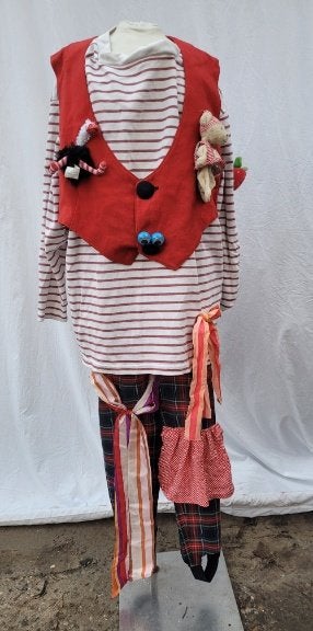 Leuk en uniek 4 delig clowns outfit maat M - Carnaval, Maat 38/40 (M), Carnaval, ., Ophalen of Verzenden