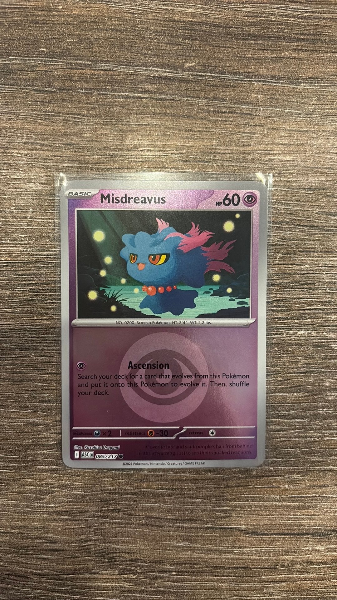 ASC Misdreavus 085/217 Energy Reverse holo, Hobby en Vrije tijd, Verzamelkaartspellen | Pokémon, Ophalen of Verzenden, Zo goed als nieuw