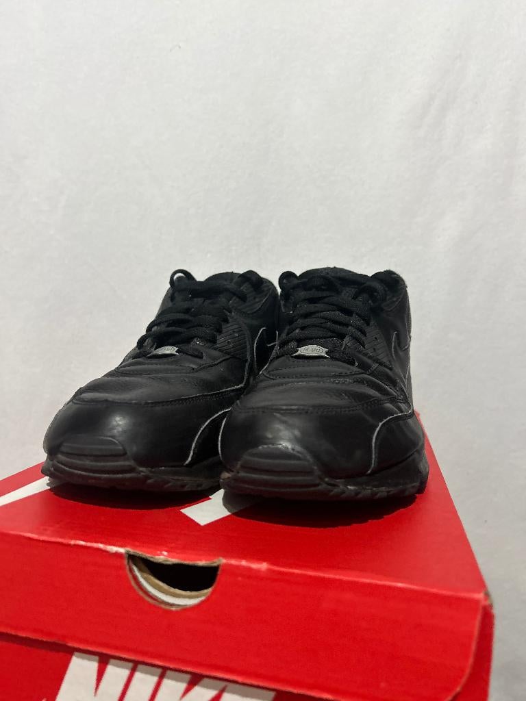 Maat 47,5 - Nike Air Max 90 Leather Black, Kleding | Heren, Verzenden, Zwart, Nike, Sneakers of Gympen