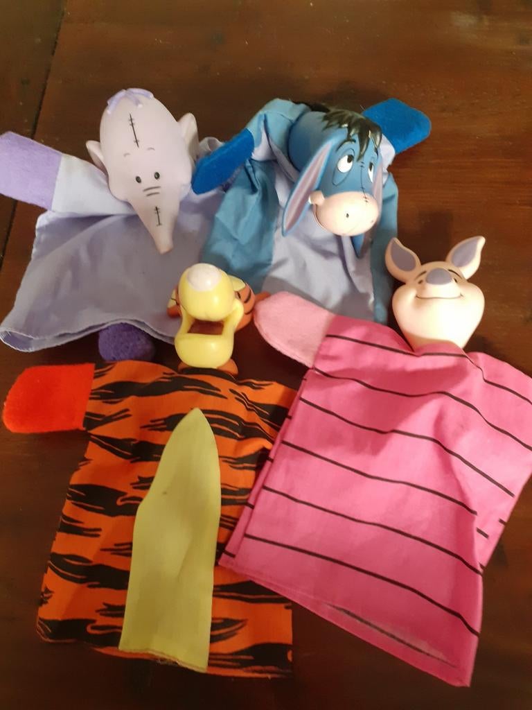 Winnie the Pooh handpoppen poppenkastpoppen Disney, Ophalen of Verzenden, Zo goed als nieuw, Pop