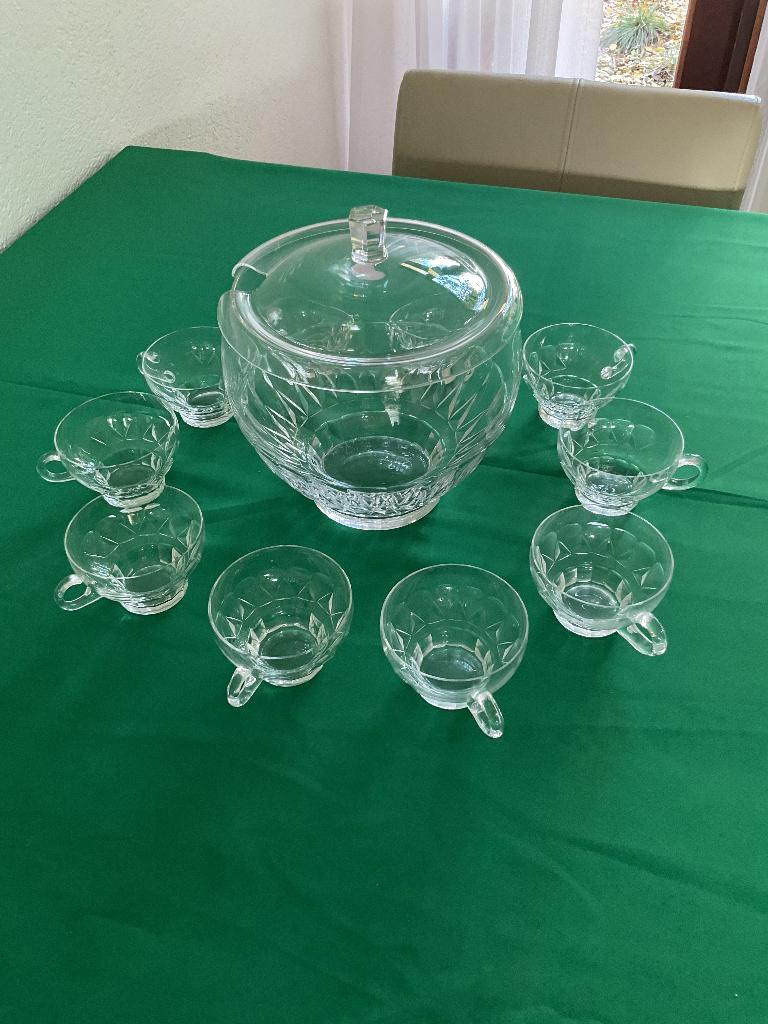 KRISTAL-PRACHTIGE BOWLCOUPE+10 BOWLKOPJES-GESLEPEN, Ophalen of Verzenden