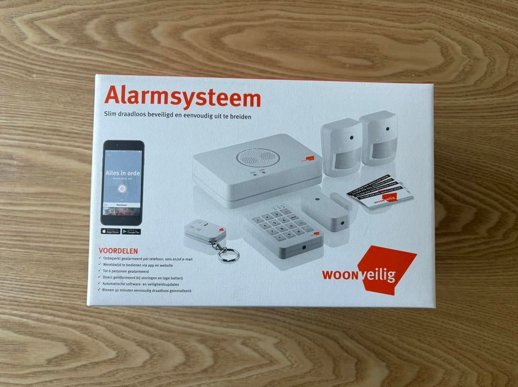 WoonVeilig Alarmsysteem met HD Binnen Camera - Nieuw!, Beweging, Ophalen of Verzenden, Zo goed als nieuw, Compleet systeem
