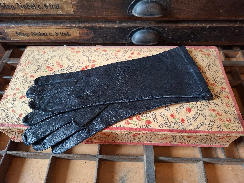 Vintage Josselyne Dames Handschoenen Zwart Leer Nieuw Status, Ophalen of Verzenden, Dames, Josselyne