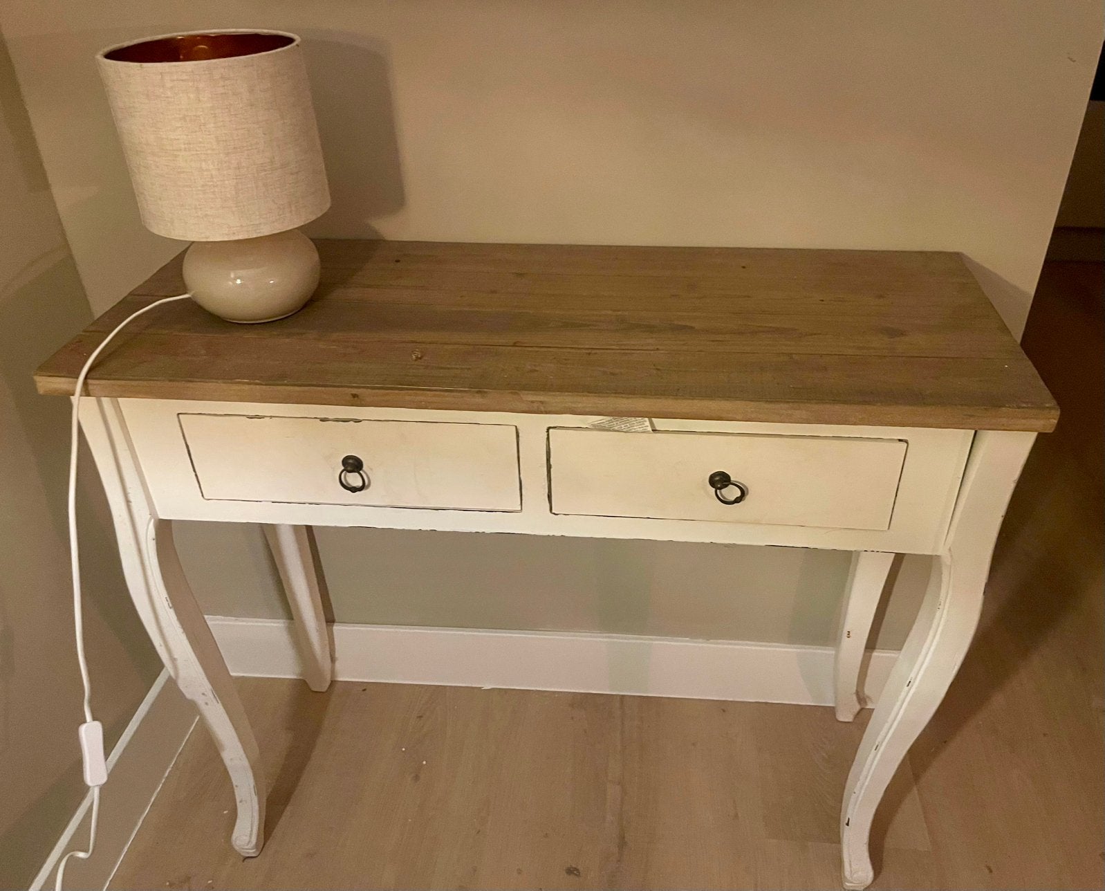Landelijke sidetable / haltafel met 2 laden, Ophalen, Zo goed als nieuw