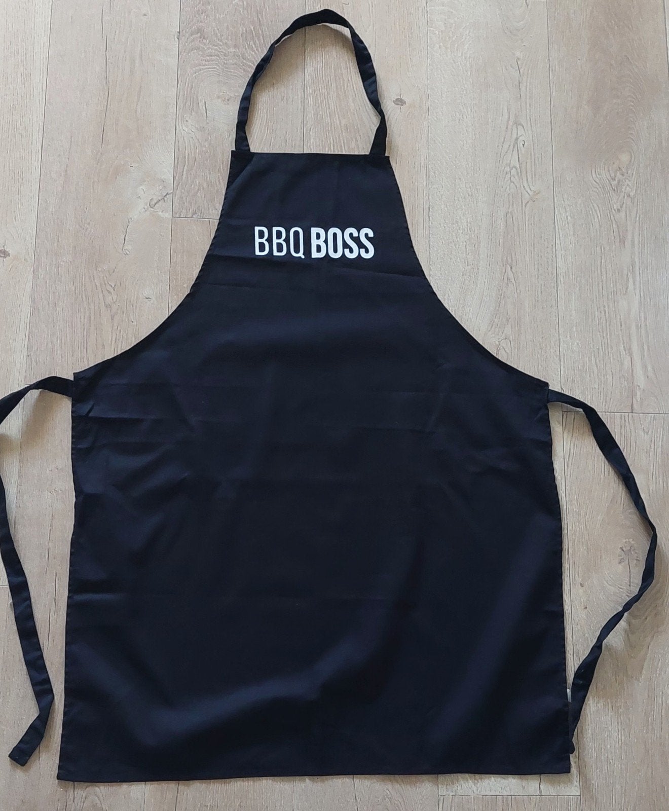 Zwarte schort heren katoen bbq boss ( vaderdag tip) zgan., Ophalen of Verzenden, Zo goed als nieuw, Zwart, Schort
