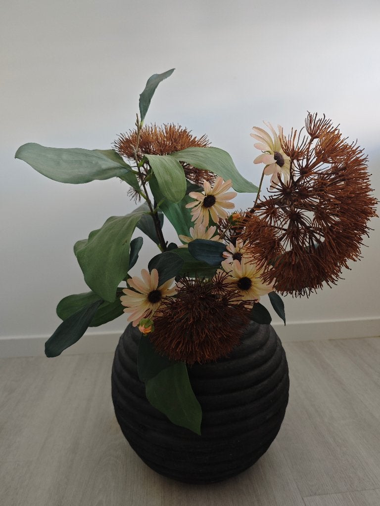 Decoratieve kunstplant in ribbelpot, Huis en Inrichting, Ophalen, Binnen, Gebruikt, 70 cm