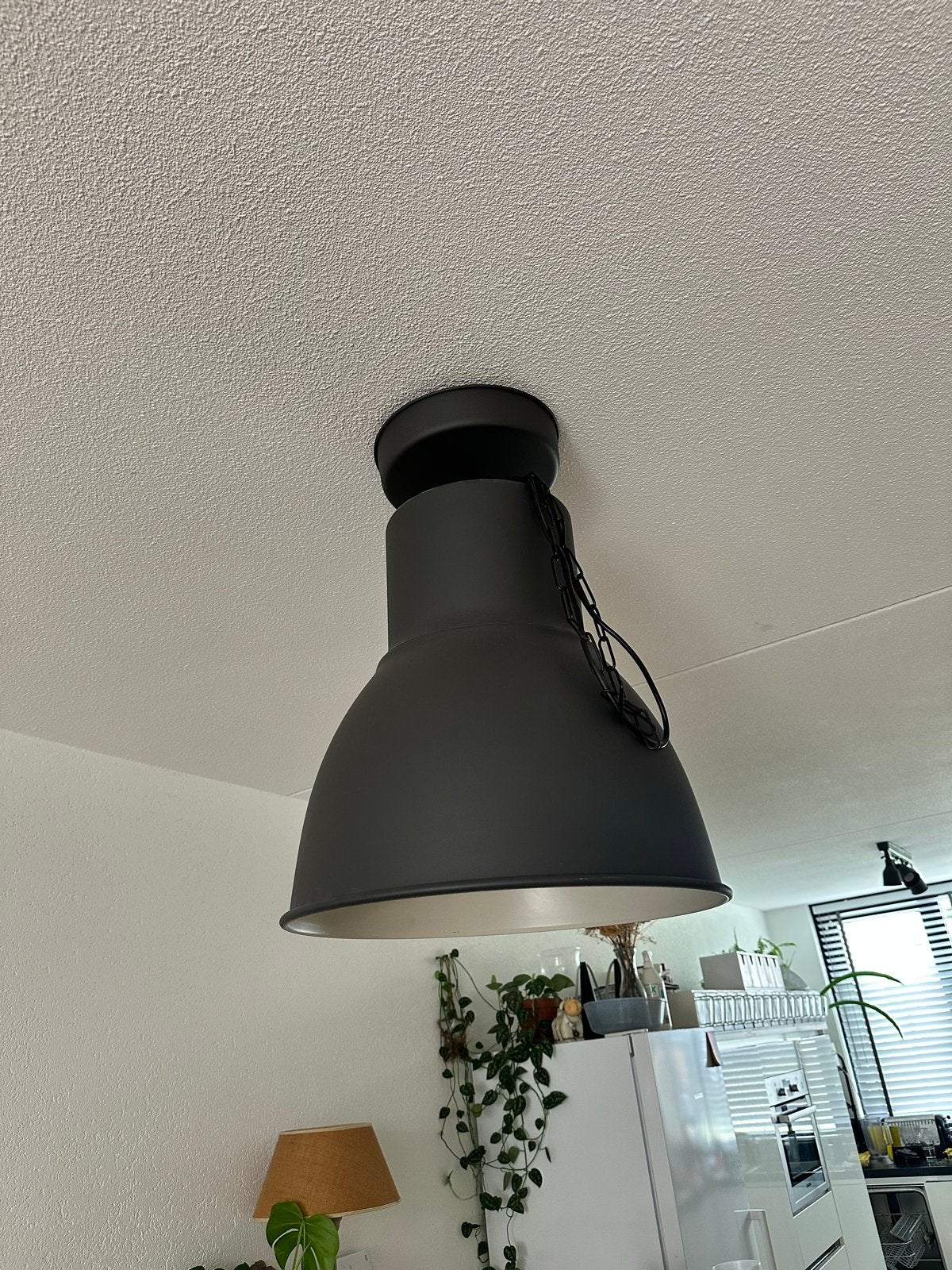 IKEA HEKTAR hanglamp - donkergrijs, antraciet, Huis en Inrichting, Lampen | Hanglampen, Ophalen, Zo goed als nieuw, Overige materialen