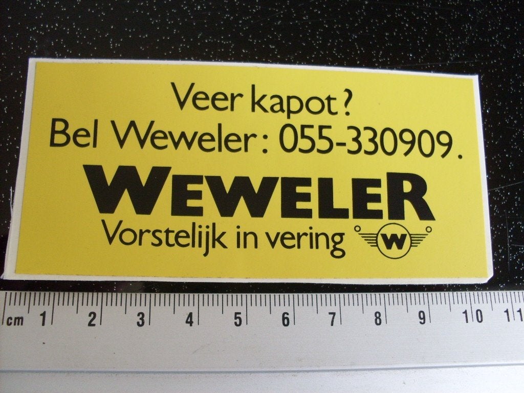 sticker Weweler logo vorstelijk in vering veer kapot?, Verzamelen, Verzenden, Zo goed als nieuw, Bedrijf of Vereniging