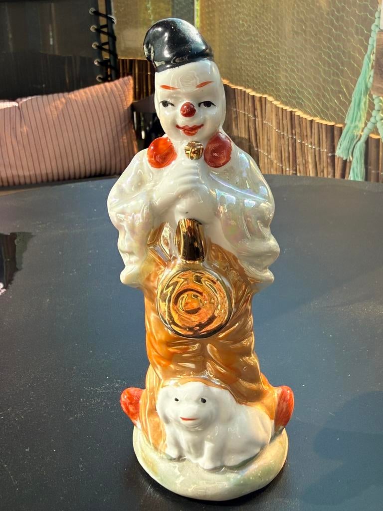 Clown met muziekinstrument en hond porselein, Ophalen of Verzenden, Zo goed als nieuw