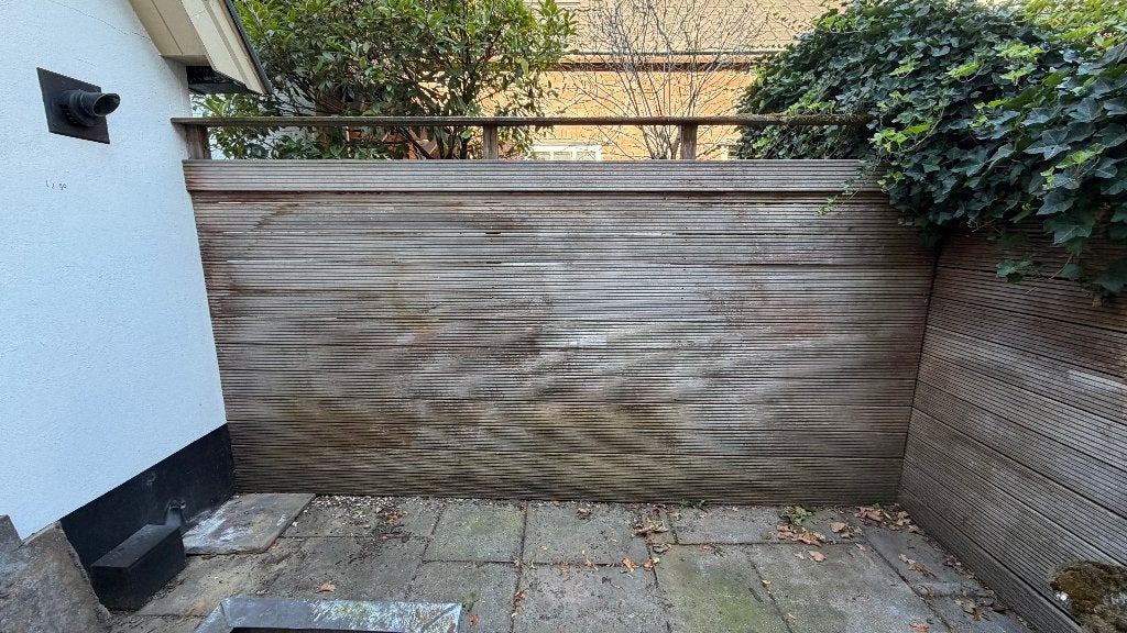 Houten schutting gemaaktvan bangkirai vlonder planken, Ophalen, Gebruikt, Hout, 3 tot 6 meter