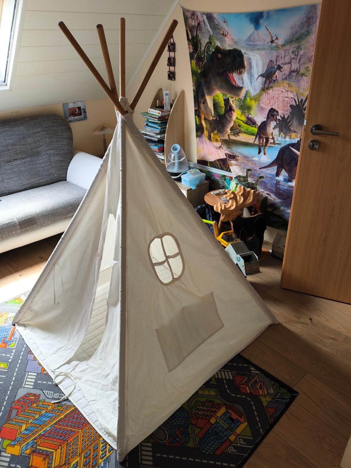 Witte speeltent / tipi voor kinderen (112x113x155cm), Ophalen, Gebruikt