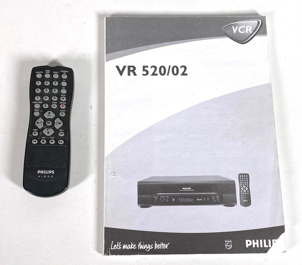 Philips VR520 afstandbediening en manual, Ophalen, Gebruikt, Vhs