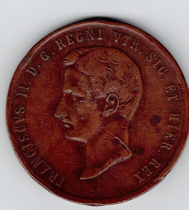 23-1036, Italie, Napels&Sicilie 10 tornesi 1859, Ophalen of Verzenden, Italië, Losse munt