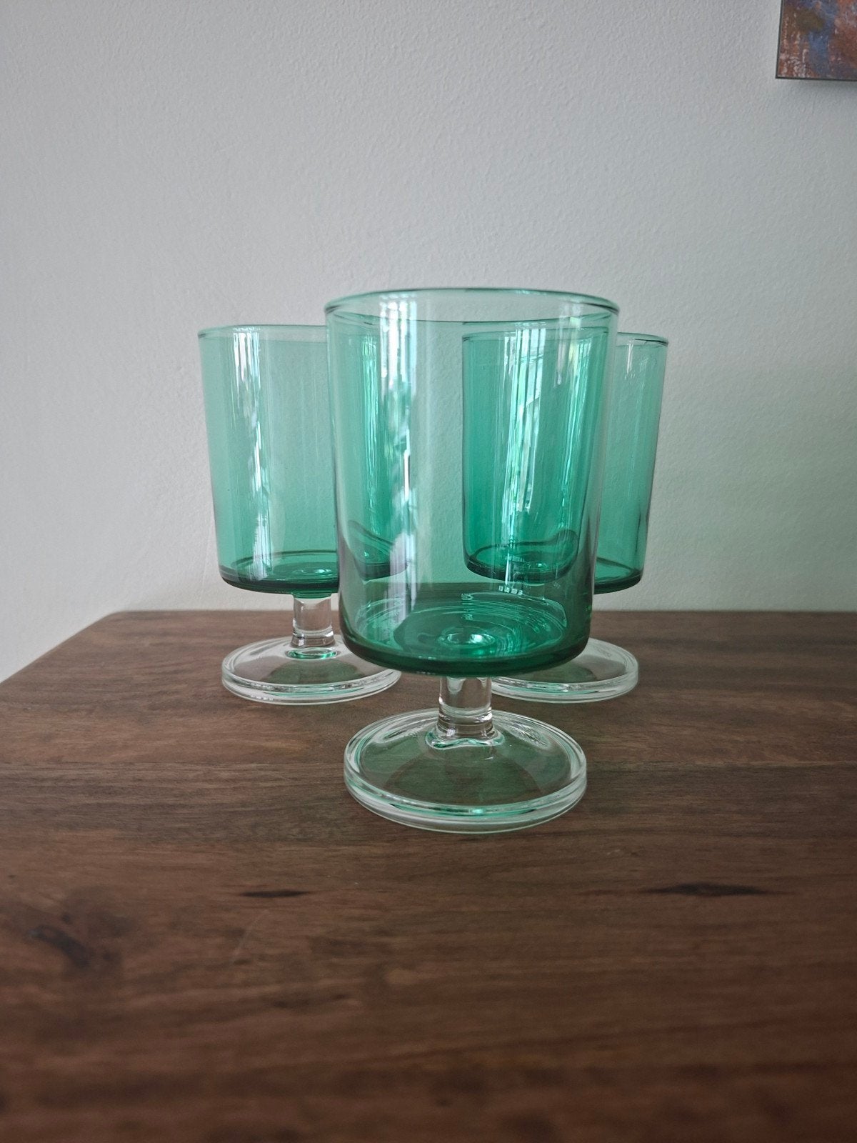 Set van 3 vintage groene glazen Luminarc Cavalier, Ophalen of Verzenden
