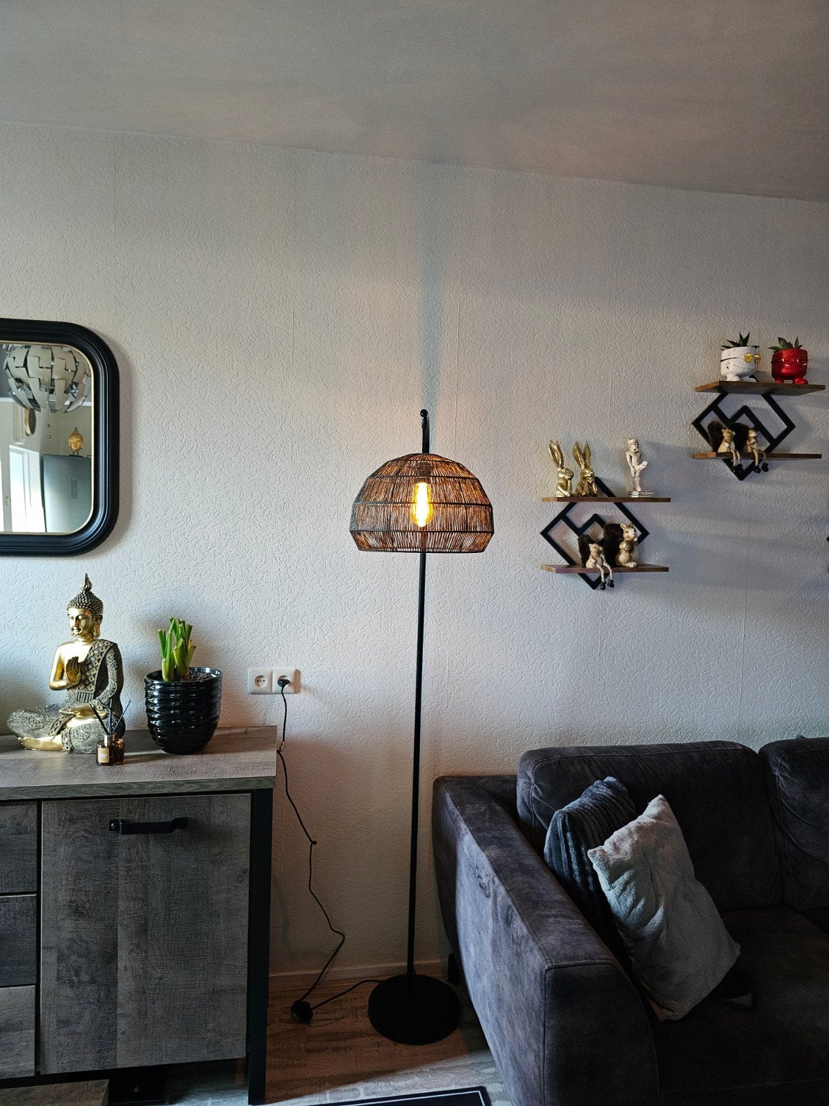 Moderne vloerlamp, Ophalen, Modern, Bohemian, Industrieel, E27 (groot), Zo goed als nieuw