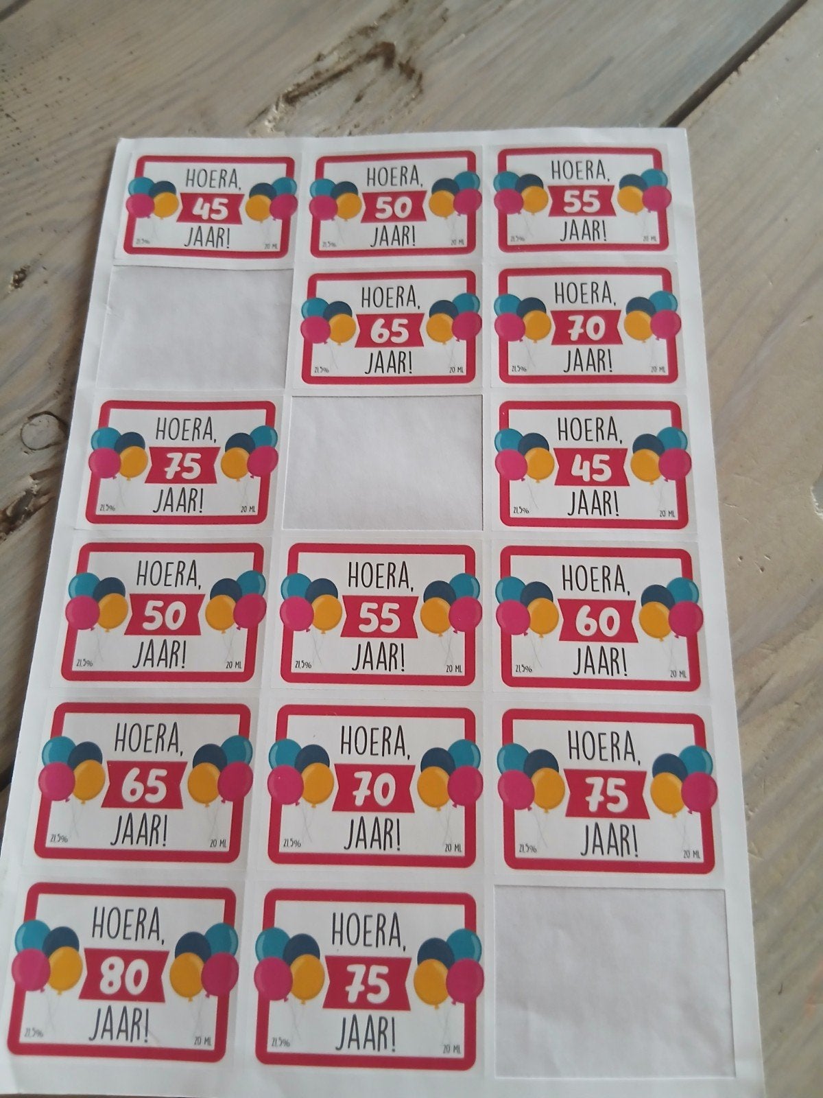 Verjaardagsstickers Leeftijd Hoera! Abraham Sarah, Ophalen of Verzenden, Nieuw, Meerdere stickers