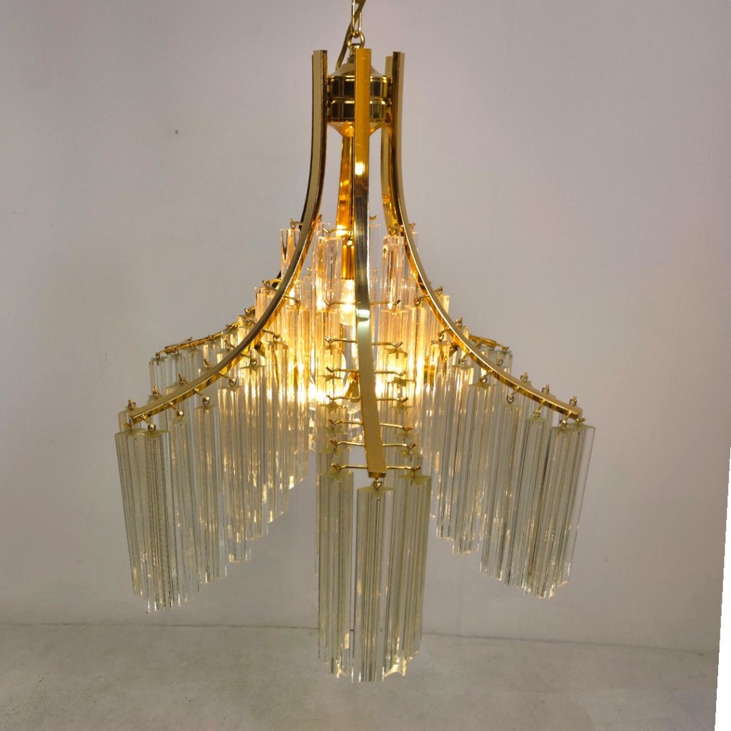 Venini waterval murano XL kroonluchter mid century Italiaans, Ophalen, Zo goed als nieuw, Glas, E27 (groot)
