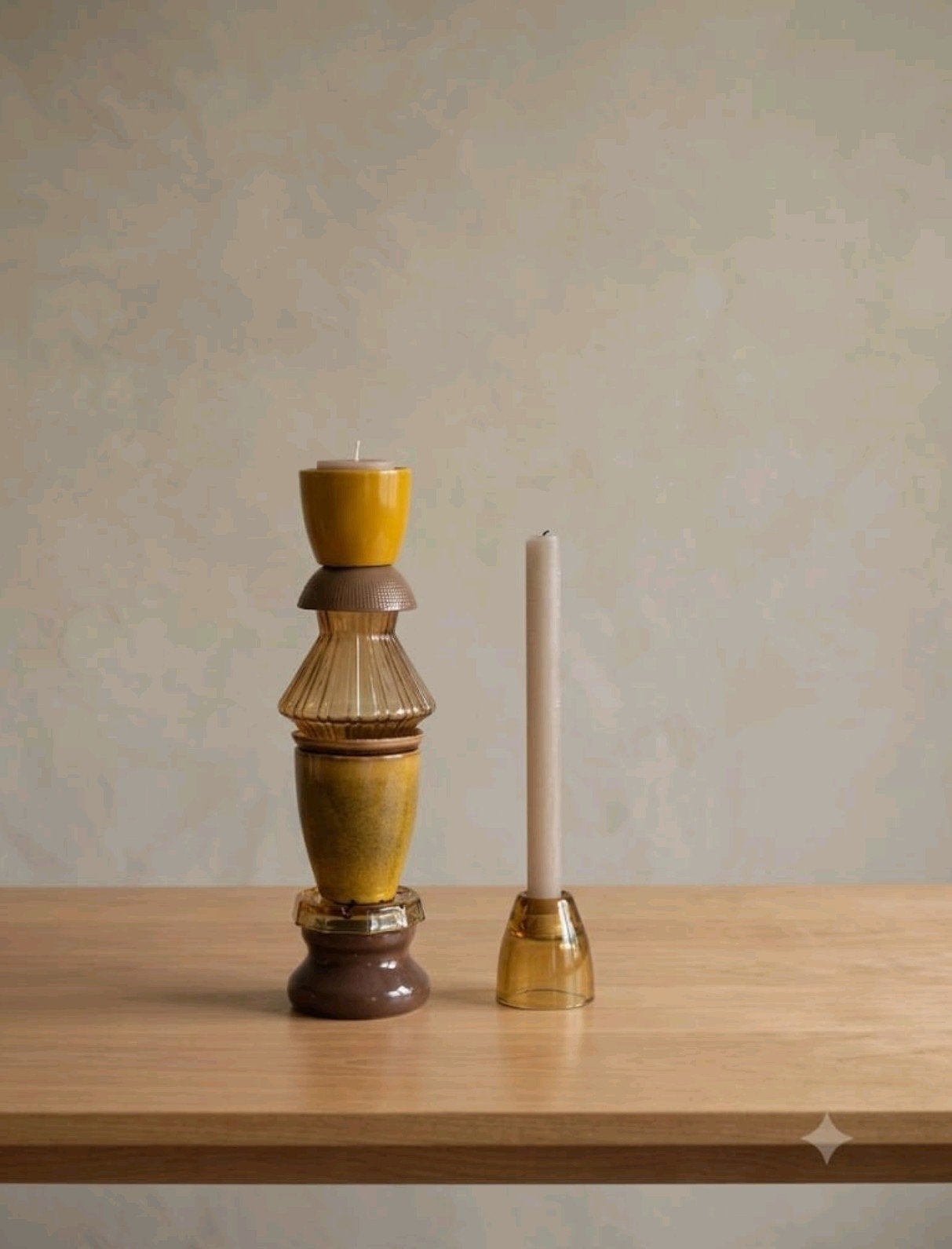 Vintina Art Kandelaar in bruin/oker tinten, Ophalen of Verzenden