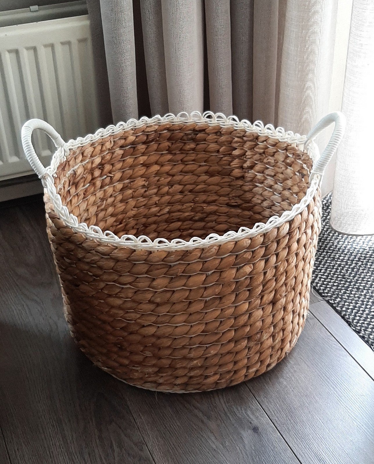 Grote gevlochten mand, Ophalen, Overige materialen, Gebruikt, Gevlochten