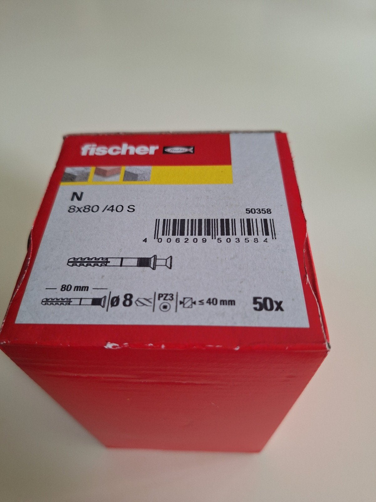 Fischer pluggen 8x80/40 S - 50 stuks, Ophalen of Verzenden, Nieuw, 50 tot 100 mm, Pluggen