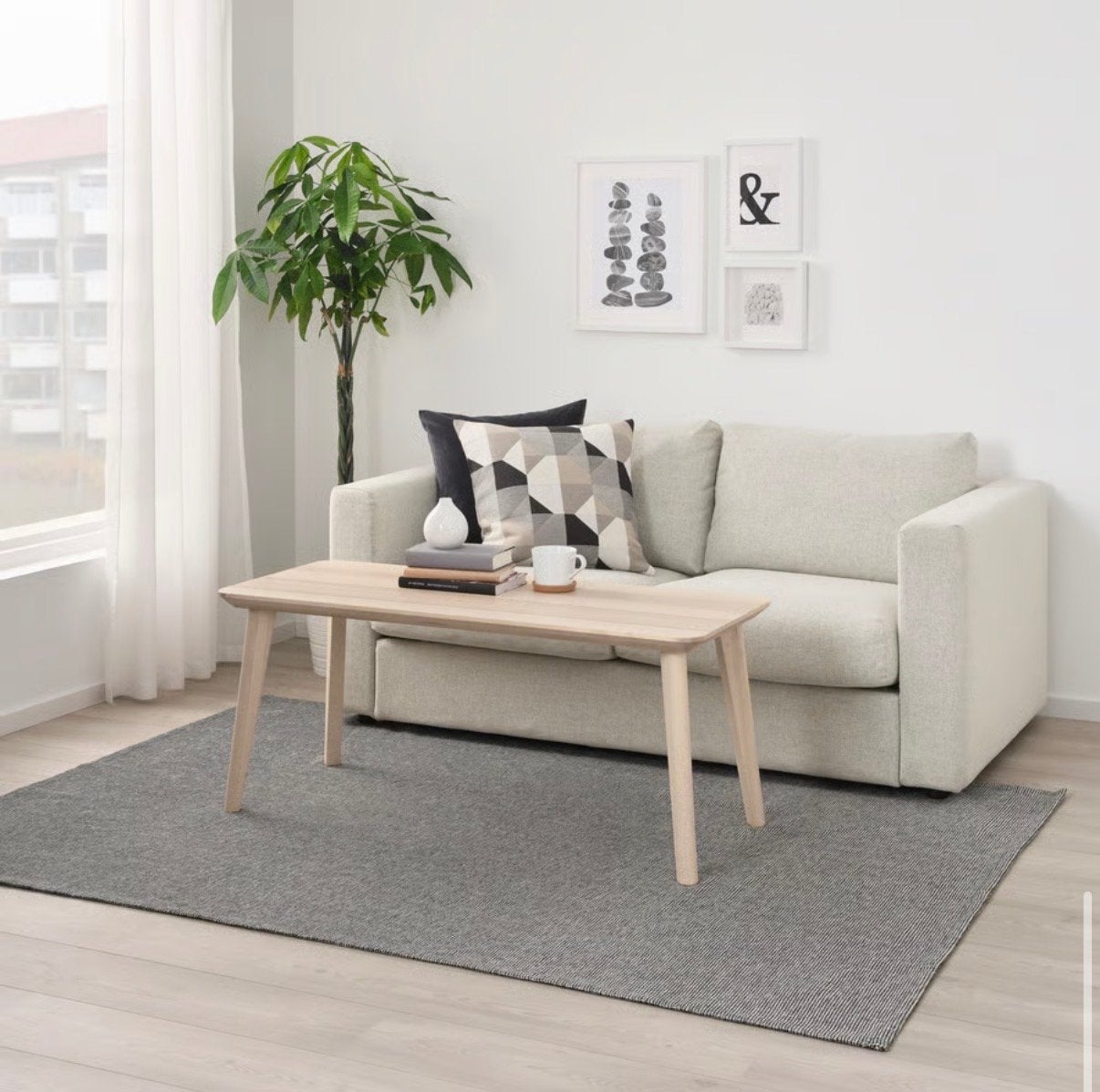 IKEA TIPHEDE Vloerkleed, zwart/naturel, 155x220 cm, Huis en Inrichting, Zwart, 150 tot 200 cm, 200 cm of meer, Ophalen of Verzenden