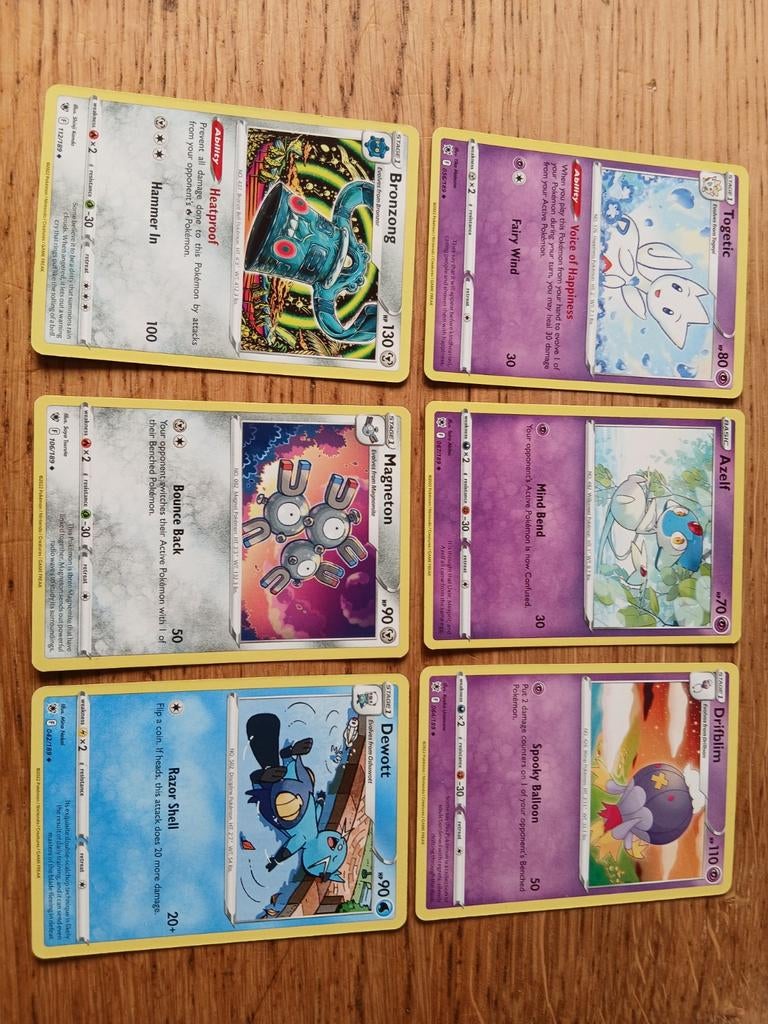 Pokémon Kaarten Bronzong, Magneton, Togetic en meer, Ophalen of Verzenden, Gebruikt, Meerdere kaarten