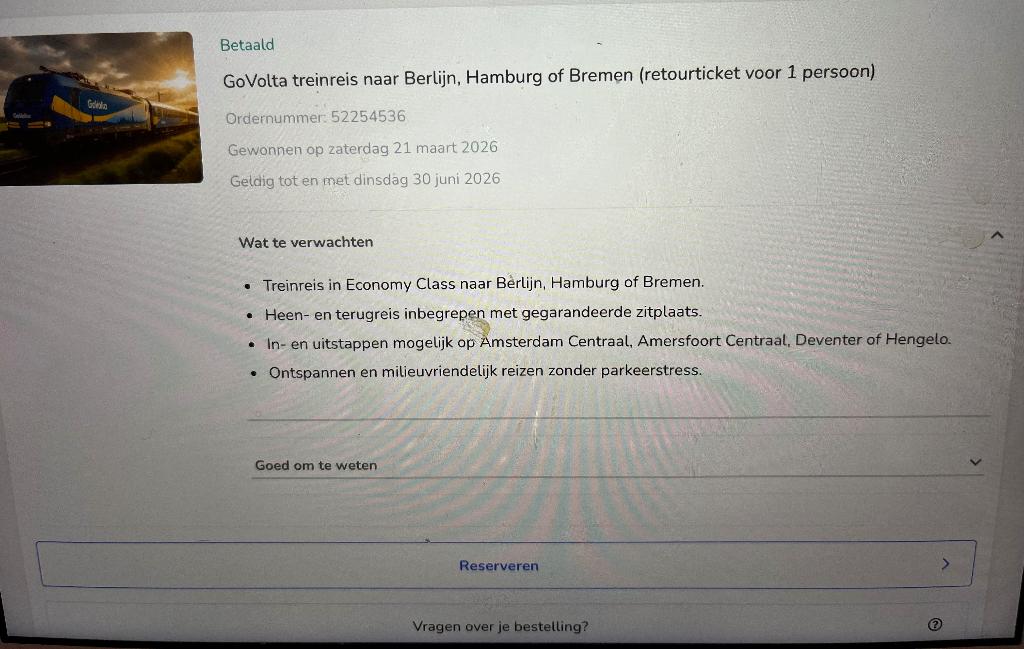 2 retour treintickets naar Berlijn, Bremen of Hamburg, Verzenden, Nieuw