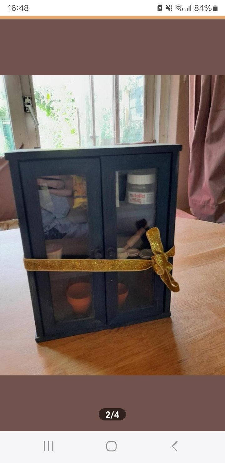 Vintage poppenhuis kastje met miniaturen, Ophalen of Verzenden, Gebruikt, Toebehoren