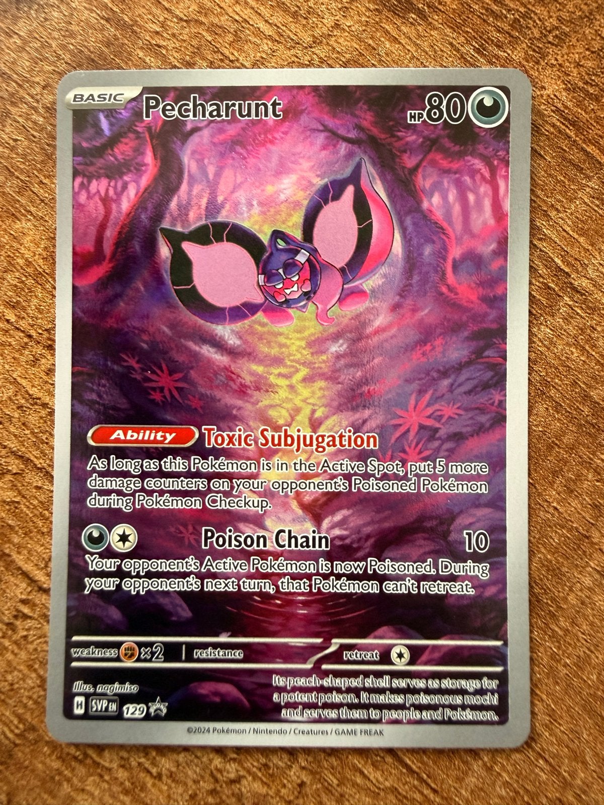 Pecharunt 129 Shrouded Fable promo Pokémon Kaart, Ophalen of Verzenden, Zo goed als nieuw, Losse kaart, Foil