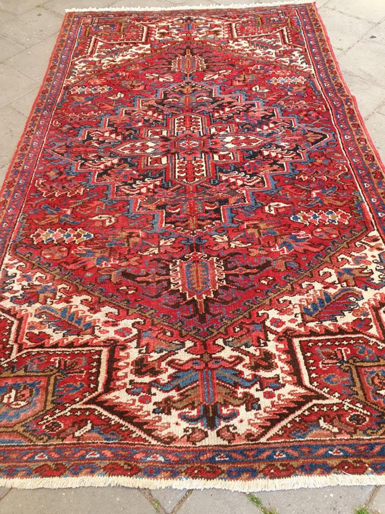 Perzisch tapijt 220x135 cm Heriz, Gebruikt, 200 cm of meer, Rechthoekig, Overige kleuren
