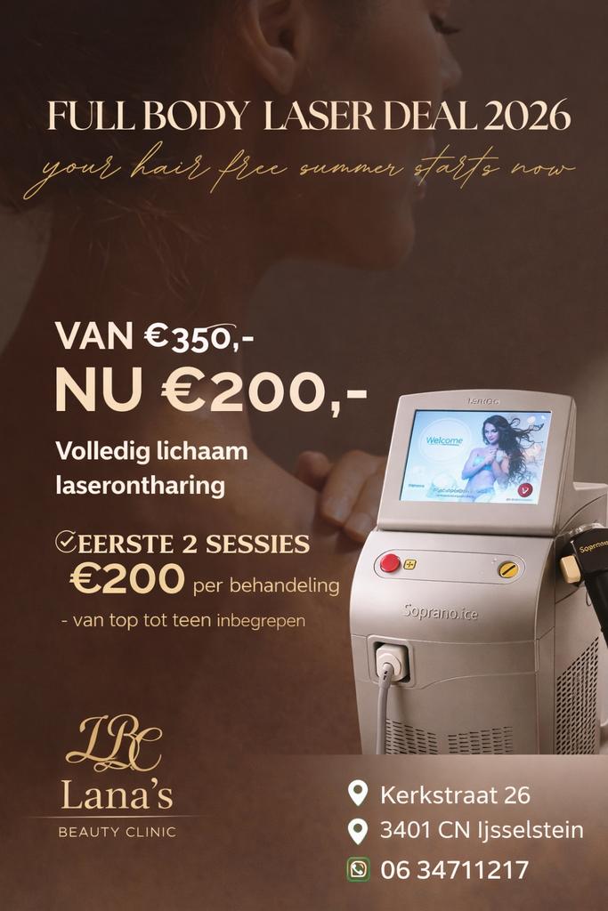 ACTIE Laserontharing Full Body €200 (i.p.v. €350) |, Ophalen, Nieuw, Zwart