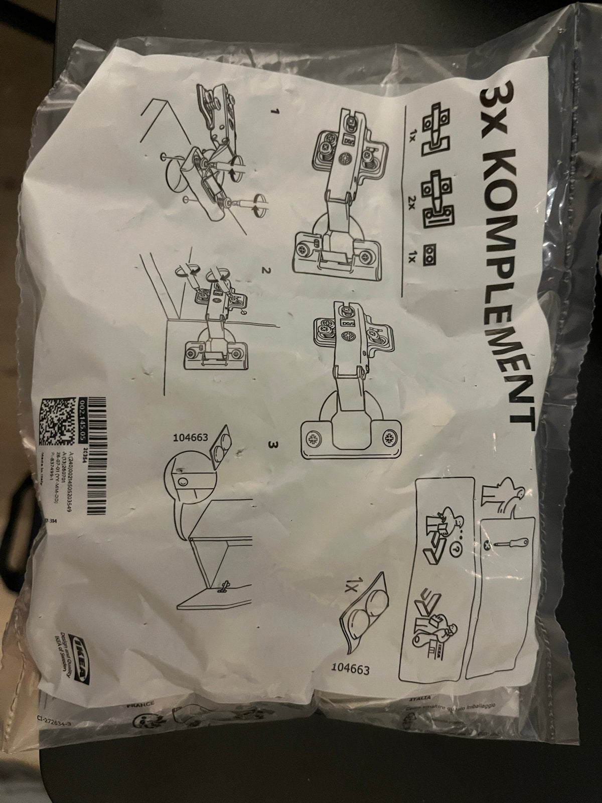 IKEA KOMPLEMENT Scharnieren (2 stuks in zakje van 3), Ophalen of Verzenden, Nieuw