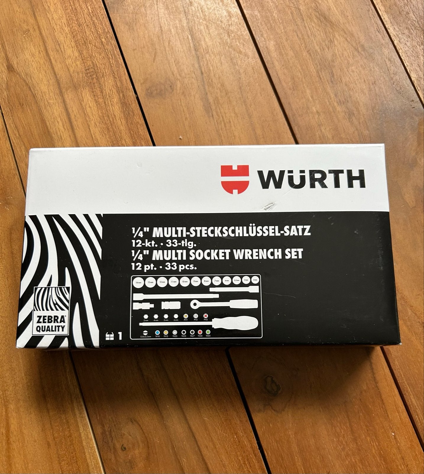 Würth Zebra dopsleutelset 1/4”, 33-delig, Nieuw, Ophalen of Verzenden, Nieuw, Sleutel/ratel, Overige merken