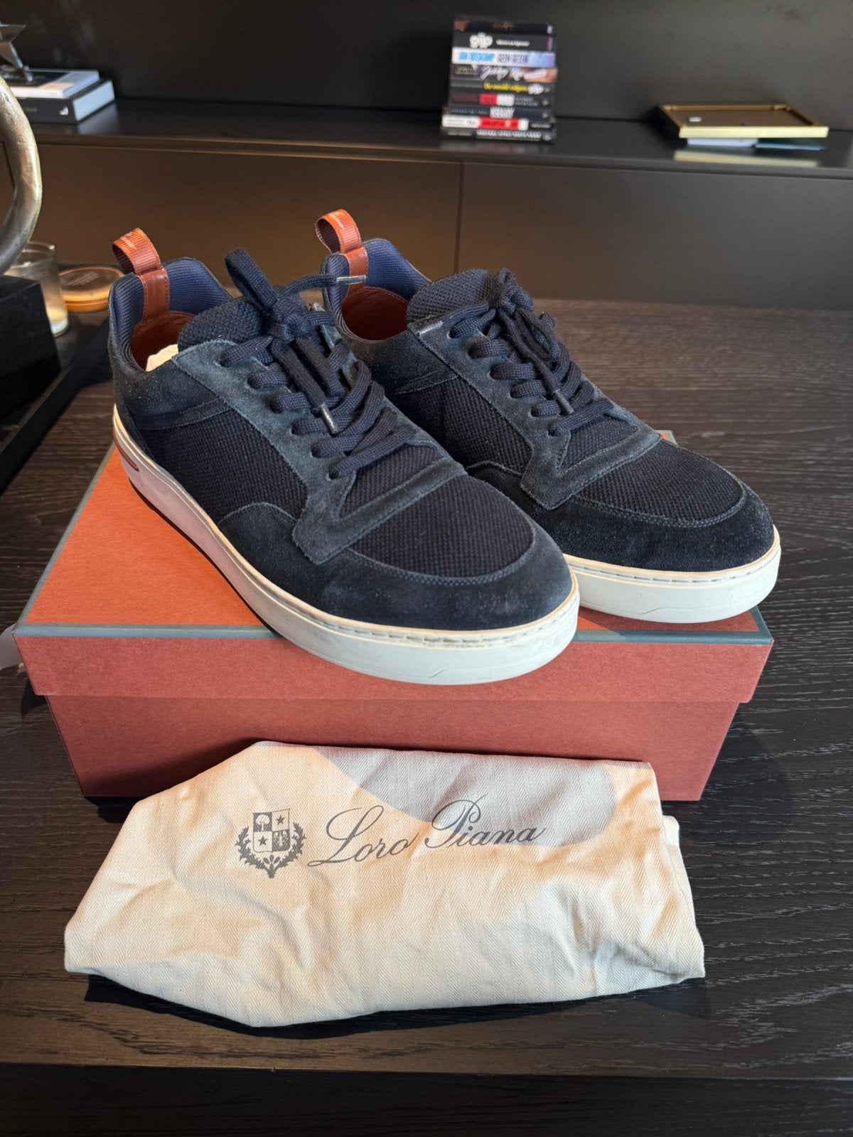 Loro Piana Newport Walk Sneakers Donkerblauw – Maat 42, Ophalen of Verzenden, Zo goed als nieuw, Blauw