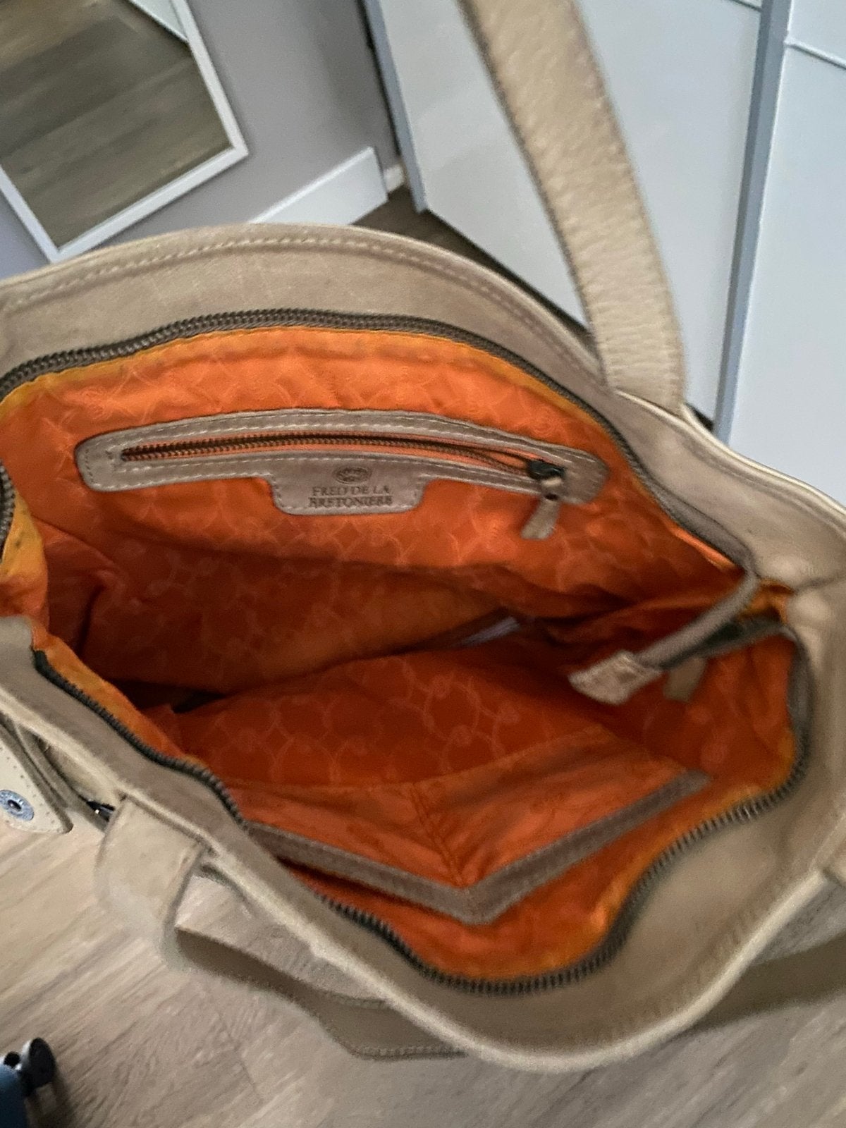Fred de la Bretoniere Leren Handtas/Schoudertas Beige, Ophalen of Verzenden, Gebruikt, Beige, Handtas