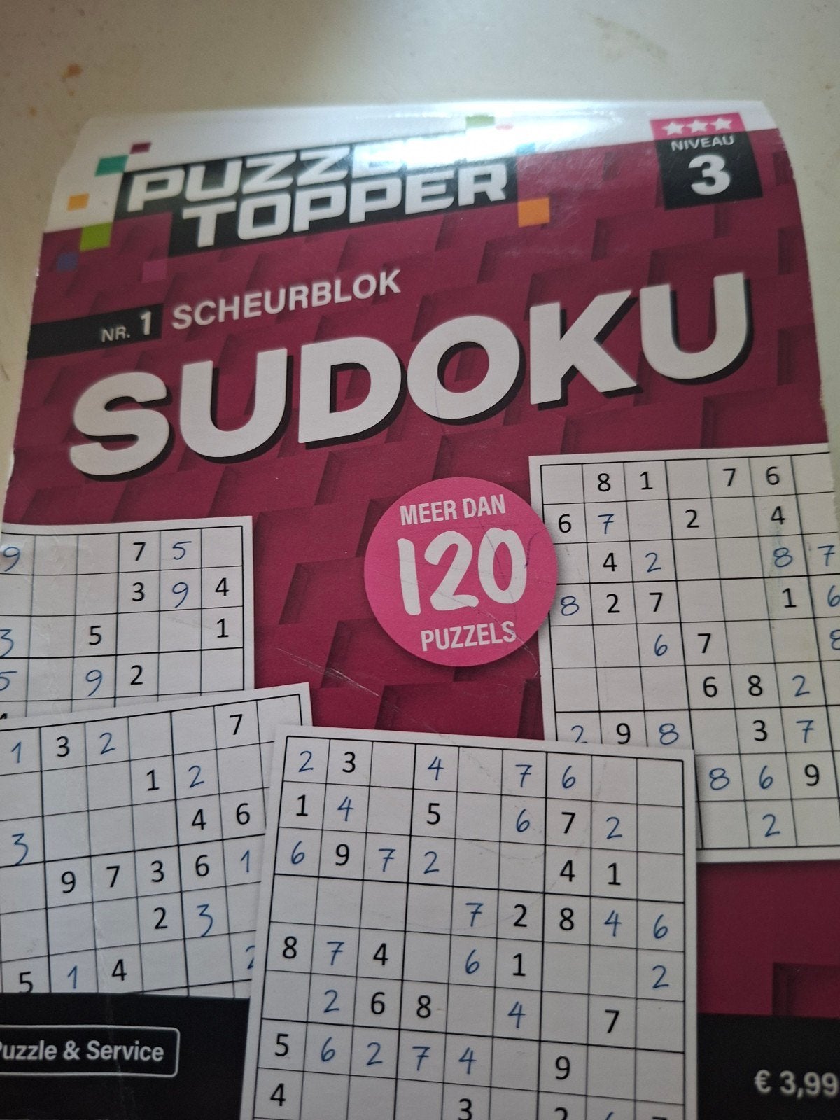 Puzzeltopper Sudoku Scheurblok Niveau 3 (120+ puzzels), Ophalen of Verzenden, Minder dan 500 stukjes, Nieuw, Puzzelboek