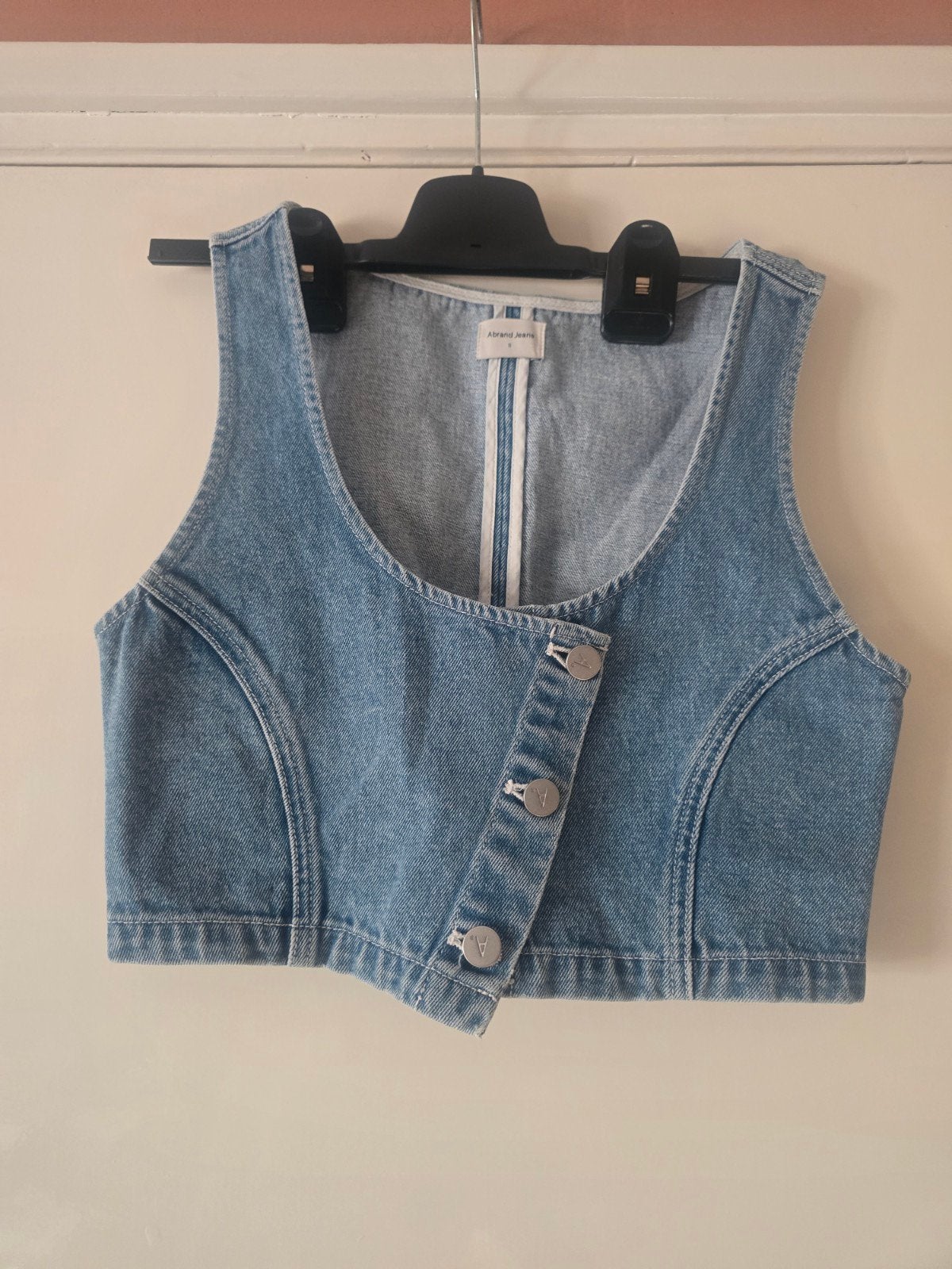 Denim gilet croptop van Abrand Jeans, maat S, Blauw, Abrand Jeans, Ophalen of Verzenden, Zo goed als nieuw